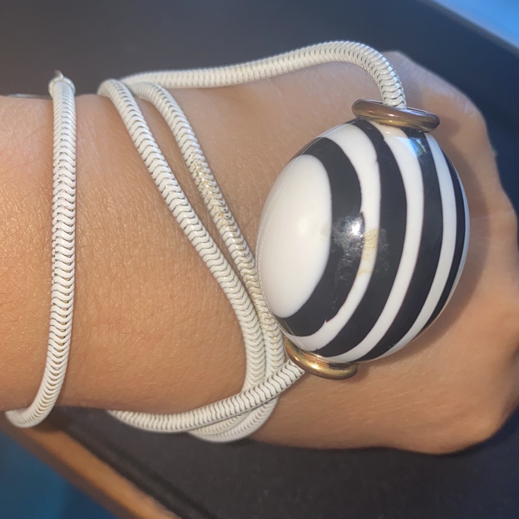 Diane Von Furstenberg Dvf Zebra Style Necklace Patent 3427691 Vintage Ball.